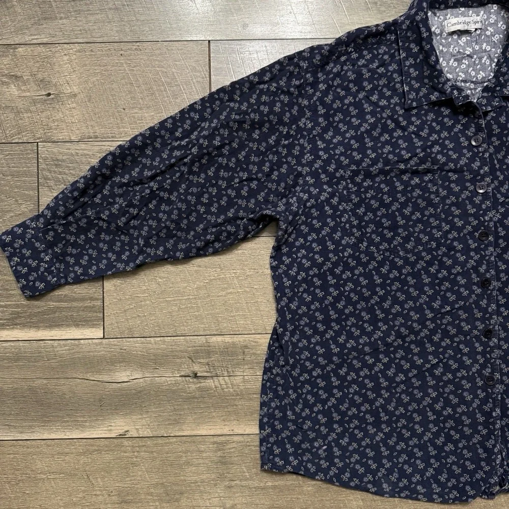 VTG 90s Cambridge Spirit Mens XL Cottage Floral Button Up Corduroy Flannel Shirt